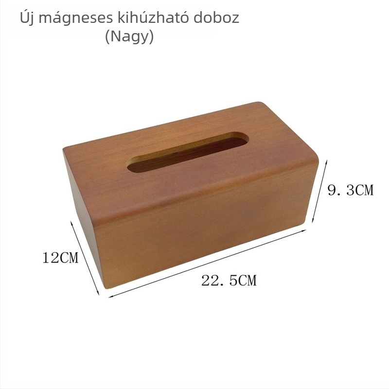 Tömörfa papírzsebkendő doboz dió színben, asztali tároló logóval