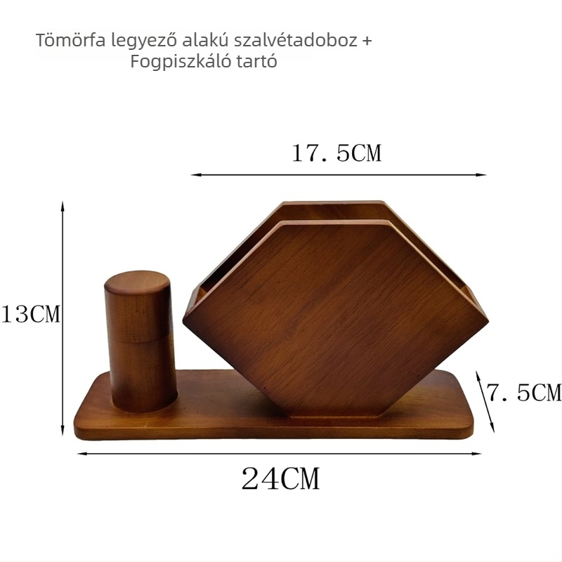 Tömörfa papírzsebkendő doboz dió színben, asztali tároló logóval
