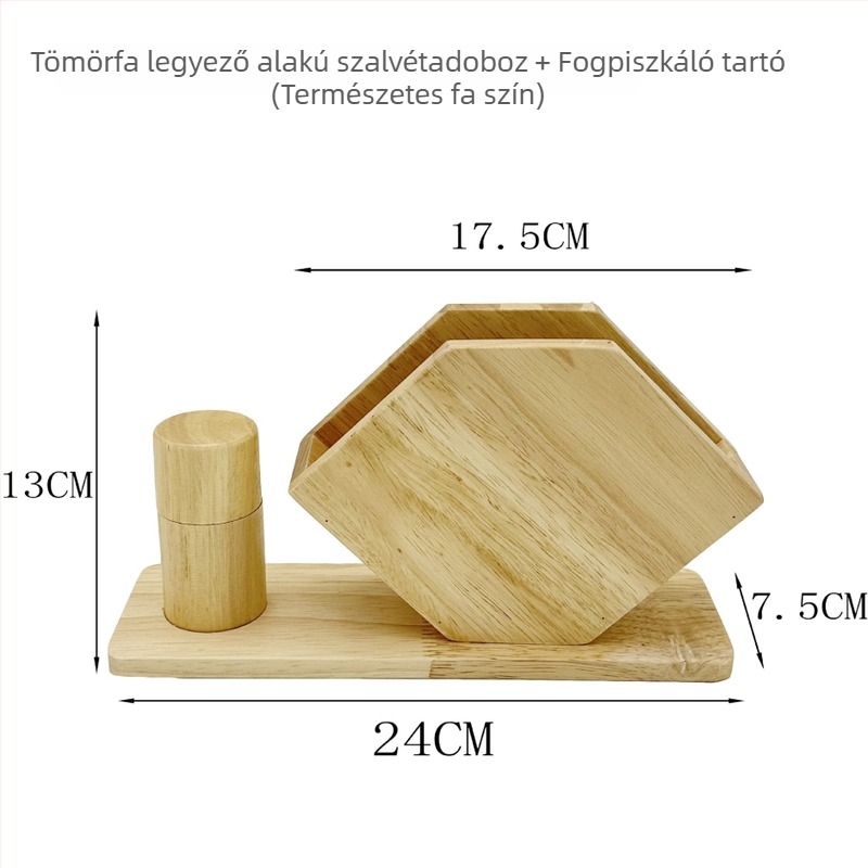 Tömörfa papírzsebkendő doboz dió színben, asztali tároló logóval