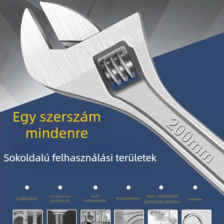 Állítható kulcs – nagy nyílású fej, rövid nyél, többfunkciós