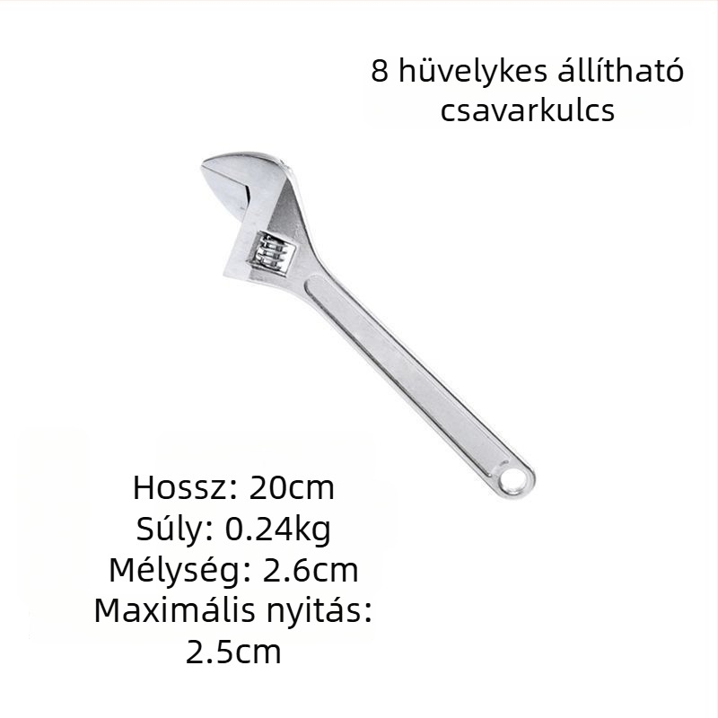Állítható kulcs – nagy nyílású fej, rövid nyél, többfunkciós