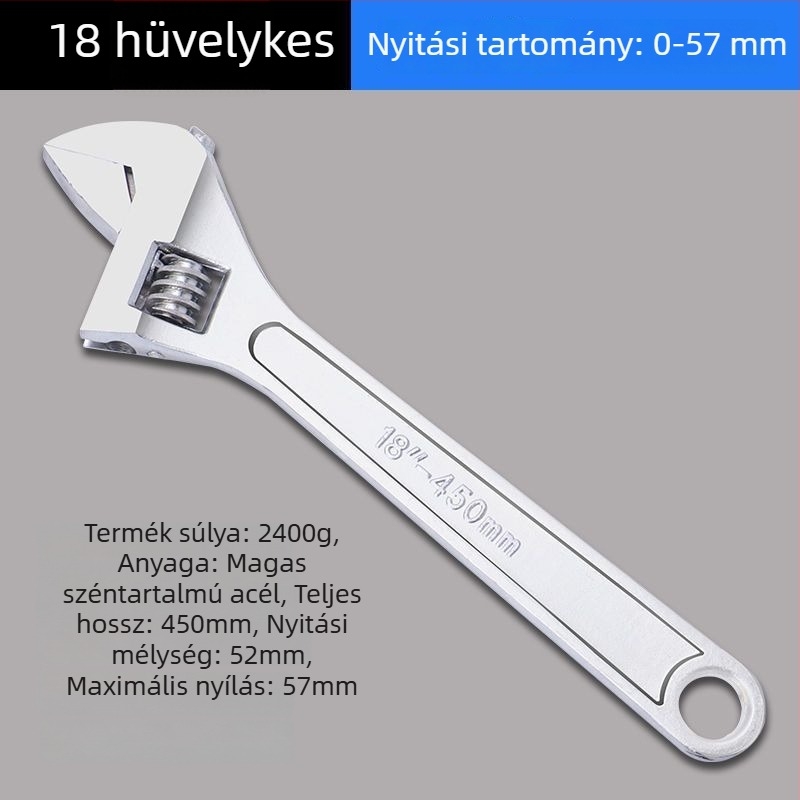 Állítható kulcs – nagy nyílású fej, rövid nyél, többfunkciós