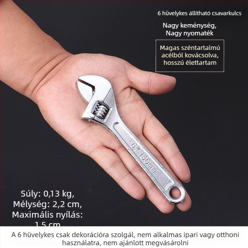 Állítható kulcs – nagy nyílású fej, rövid nyél, többfunkciós