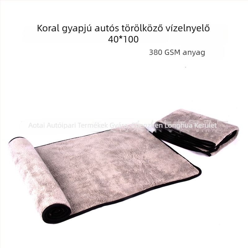 Koralgyapjú autótisztító törölköző, 40×100 cm, nedvszívó a szárításra és waxolásra