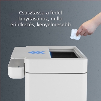 Okos szenzoros szemetes fedéllel, négyszögletes, rozsdamentes acélból, nagy kapacitású (12 L vagy több), otthoni használatra (konyha és hálószoba)