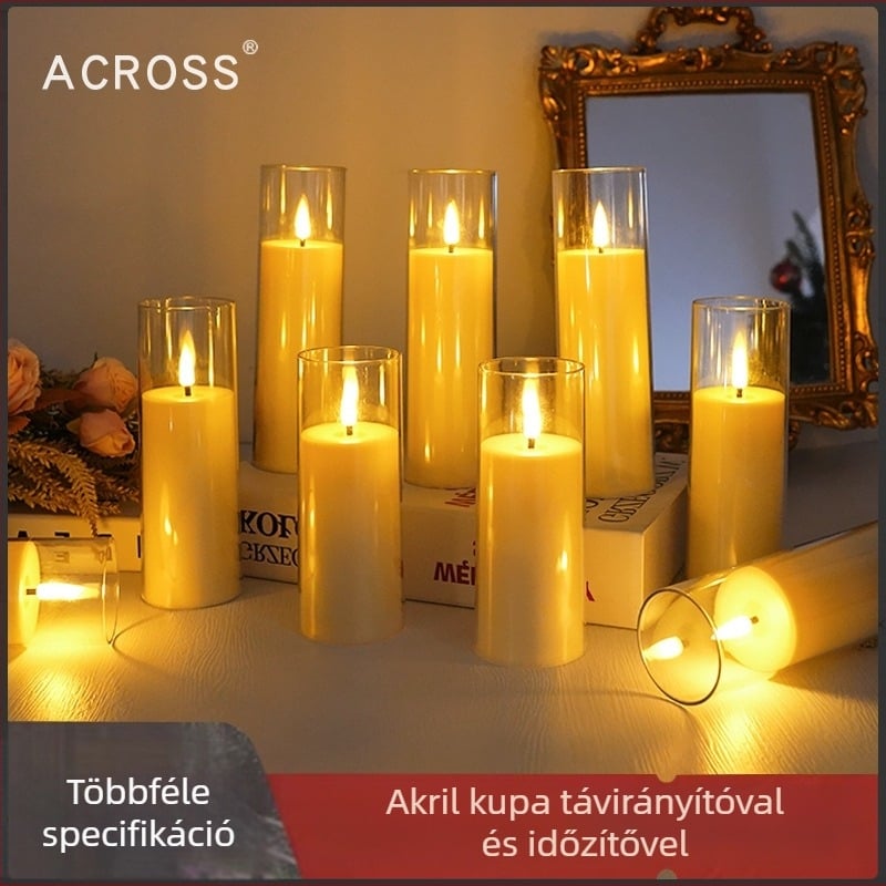 LED elektronikus gyertya készlet akril műanyagból esküvők és születésnapi dekorációkhoz