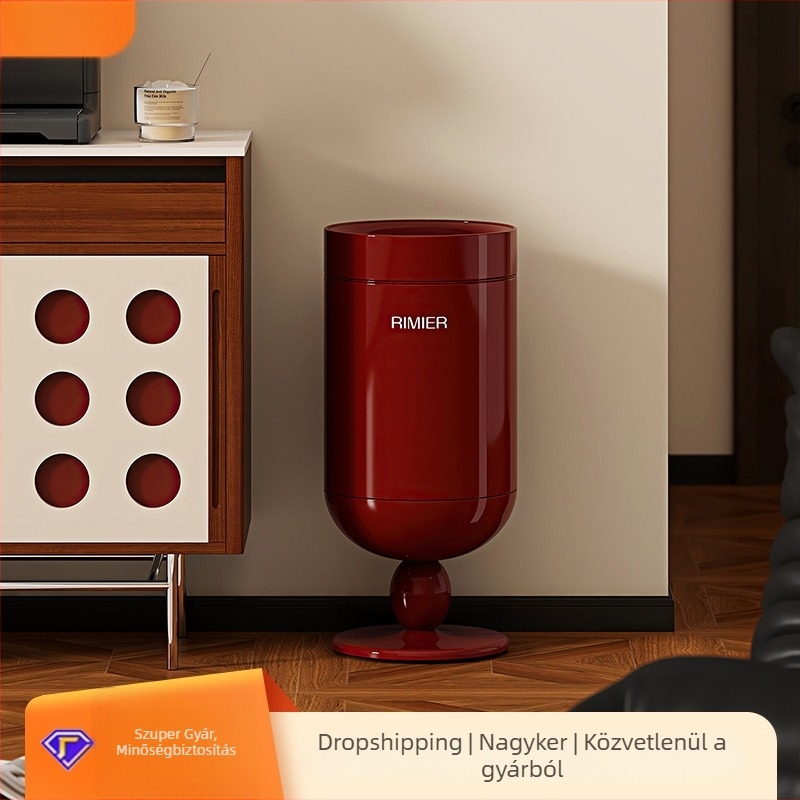 Magas, fedél nélküli hulladékgyűjtő, hengeralakú, rozsdamentes acélból, 12 L vagy nagyobb, otthoni használatra