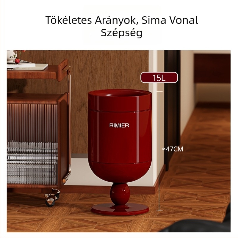 Magas, fedél nélküli hulladékgyűjtő, hengeralakú, rozsdamentes acélból, 12 L vagy nagyobb, otthoni használatra