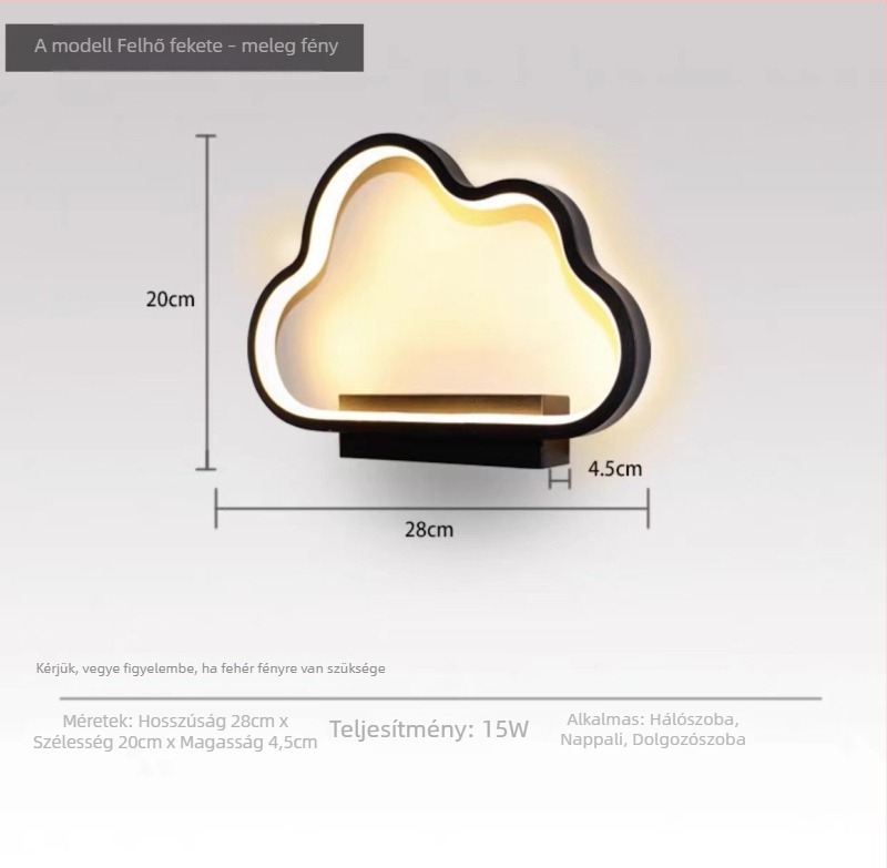 Felhő alakú, hálószobai fali lámpa nordic minimalist stílusban, állítható fényerővel, modern és egyszerű