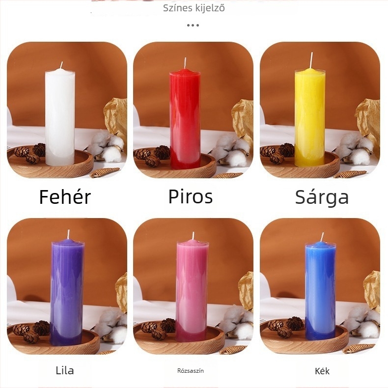 Háztartási áramszünet idejére tervezett szélálló, füstmentes gyertya, színes, extrém vastag, hosszú égésű Buddha áldozati gyertya vörös–fehér
