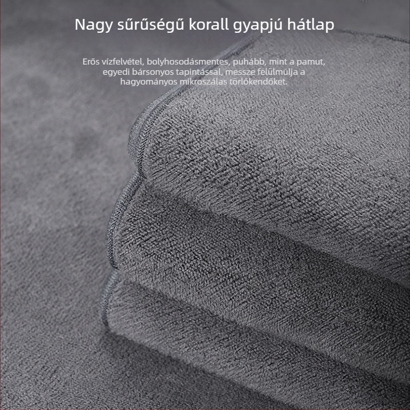 Autóápolási kendő szintetikus velúrból és korall fleece-ből, vastított, nedvszívó, szöszmentes, nyommentes belső tisztításra, nagy méret