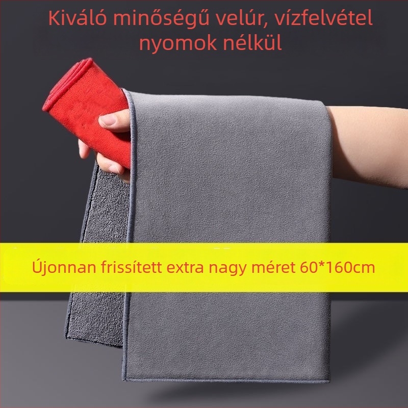 Autóápolási kendő szintetikus velúrból és korall fleece-ből, vastított, nedvszívó, szöszmentes, nyommentes belső tisztításra, nagy méret