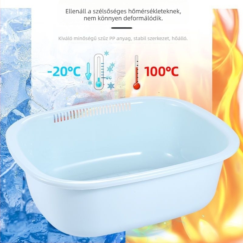 Jian'an műanyag téglalap alakú mosóedény arcápoláshoz, zöldségek és gyümölcsök öblítésére, leeresztéssel, otthoni vagy kollégiumi használatra