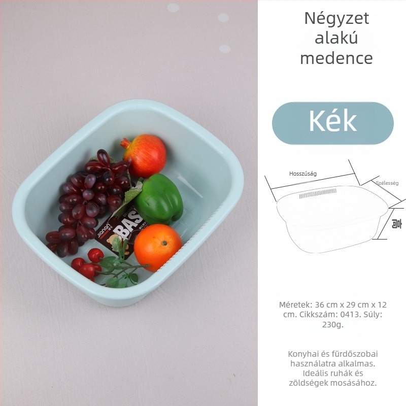 Jian'an műanyag téglalap alakú mosóedény arcápoláshoz, zöldségek és gyümölcsök öblítésére, leeresztéssel, otthoni vagy kollégiumi használatra