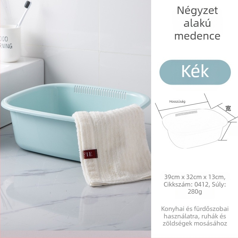 Jian'an műanyag téglalap alakú mosóedény arcápoláshoz, zöldségek és gyümölcsök öblítésére, leeresztéssel, otthoni vagy kollégiumi használatra