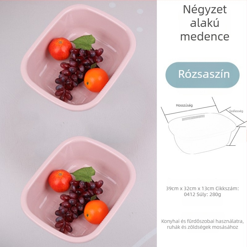 Jian'an műanyag téglalap alakú mosóedény arcápoláshoz, zöldségek és gyümölcsök öblítésére, leeresztéssel, otthoni vagy kollégiumi használatra