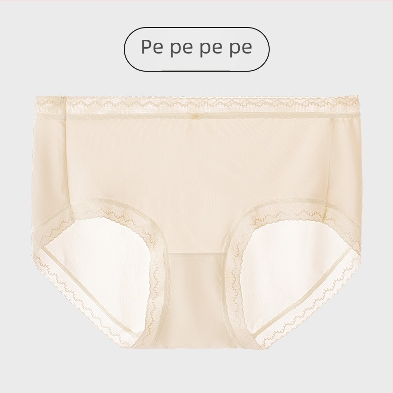Női középmagas derekú kötött fehérnemű, 5A mulberry selyem antibakteriális bélés, egyszínű, lélegző