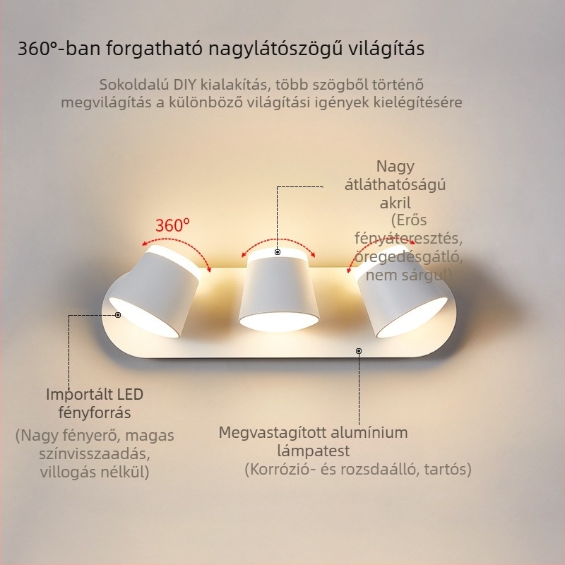 Forgó LED falikar hálószoba, dolgozószoba és lépcsőház számára – modern minimalista kialakítás