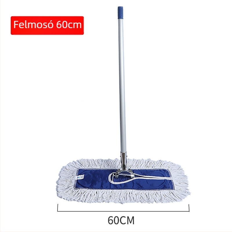 Széles, sík mop pamutszálból, alumínium nyéllel, gyár- és műhelyhasználatra