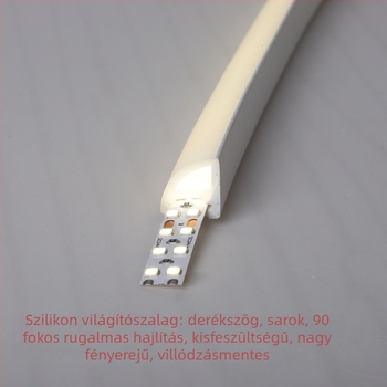 Szilikon LED-szalag, 90°-os sarokkal, ventilátor alakú, beltéri és kültéri, rugalmas, vízálló.