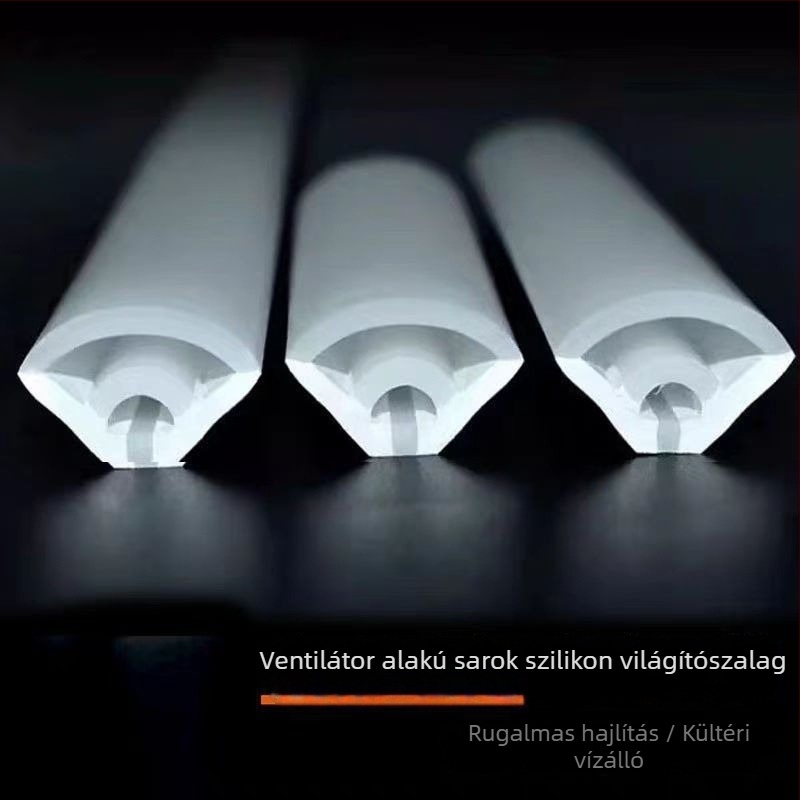 Szilikon LED-szalag, 90°-os sarokkal, ventilátor alakú, beltéri és kültéri, rugalmas, vízálló.