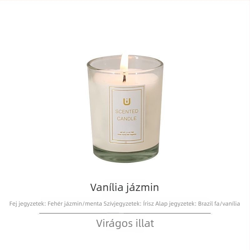 Füstmentes aromaterápiás gyertya üvegpohárral, szójaviasz, hosszú ideig tartó illat otthonra, születésnapra ajándék