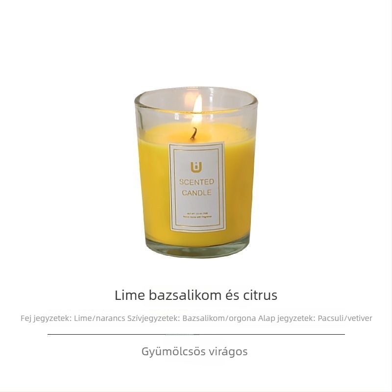 Füstmentes aromaterápiás gyertya üvegpohárral, szójaviasz, hosszú ideig tartó illat otthonra, születésnapra ajándék
