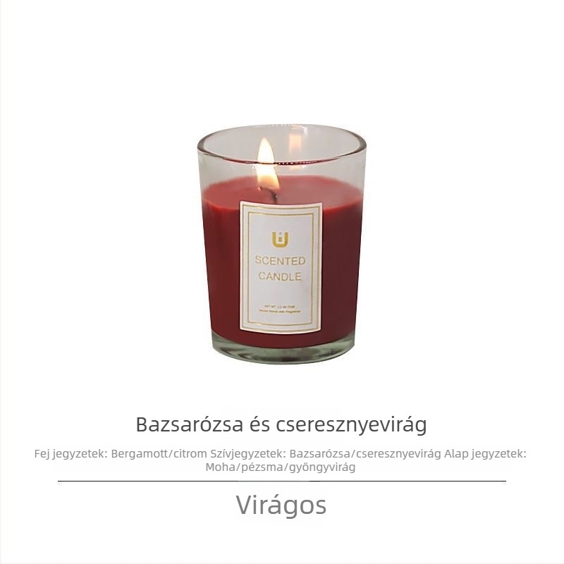 Füstmentes aromaterápiás gyertya üvegpohárral, szójaviasz, hosszú ideig tartó illat otthonra, születésnapra ajándék