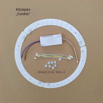 Cookie mennyezeti lámpa görbült LED-szalaggal és lencsével, háromszínű dimmelés, 31 cm és 37 cm méretben