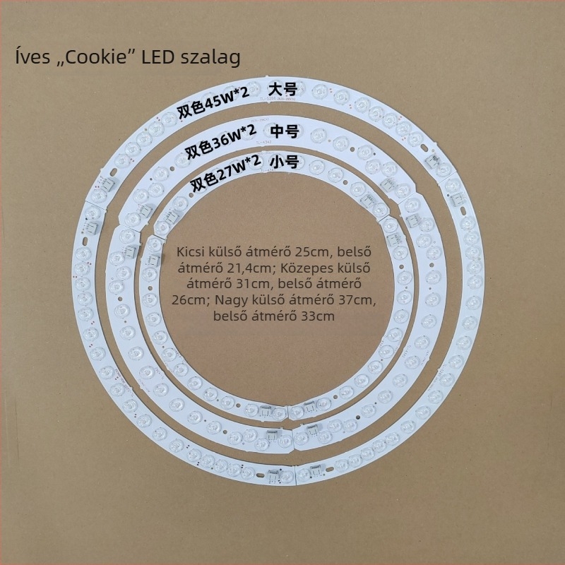 Cookie mennyezeti lámpa görbült LED-szalaggal és lencsével, háromszínű dimmelés, 31 cm és 37 cm méretben