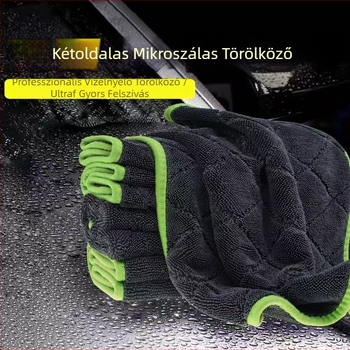 Kétoldalas mikroszálas kendő autómosáshoz, vastagított, puha, rendkívül nedvszívó, szöszmentes