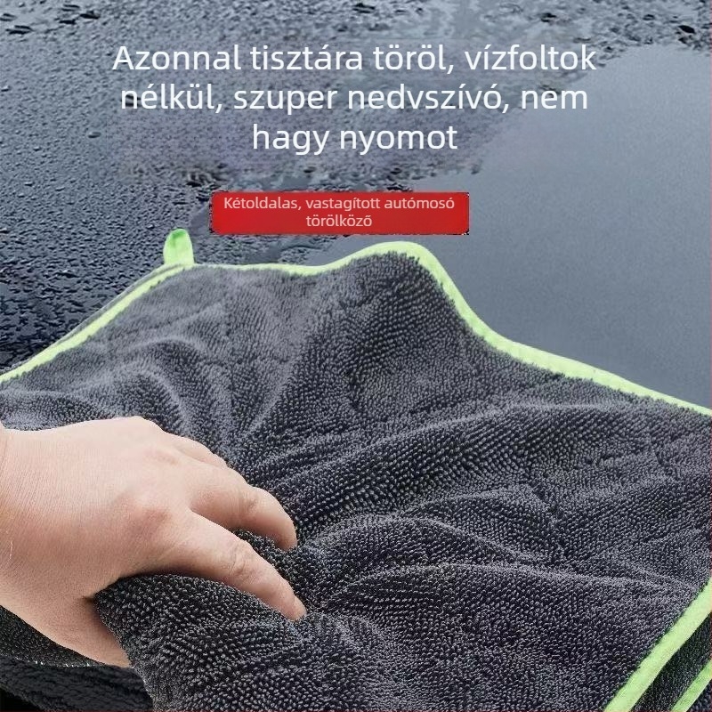 Kétoldalas mikroszálas kendő autómosáshoz, vastagított, puha, rendkívül nedvszívó, szöszmentes