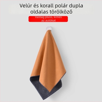 Kétszínű autómosó kendő korallgyapjúból, vastag, nedvszívó, nagy méret, szöszmentes és nyommentes