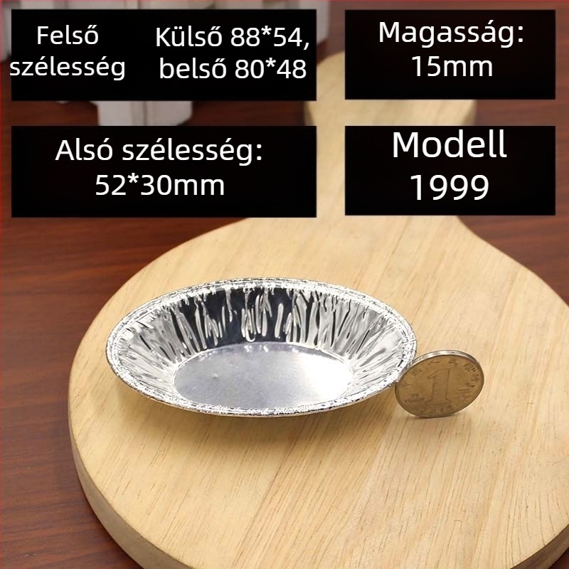 Egyszer használatos sütőforma alumíniumfóliából, ovális tepsi portugál tojásos süteményekhez