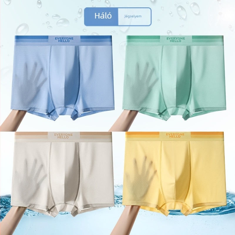 7A antibakteriális férfi boxeralsó, Ice Silk és tiszta pamut keverék, lélegző, varrat nélküli, serdülőknek