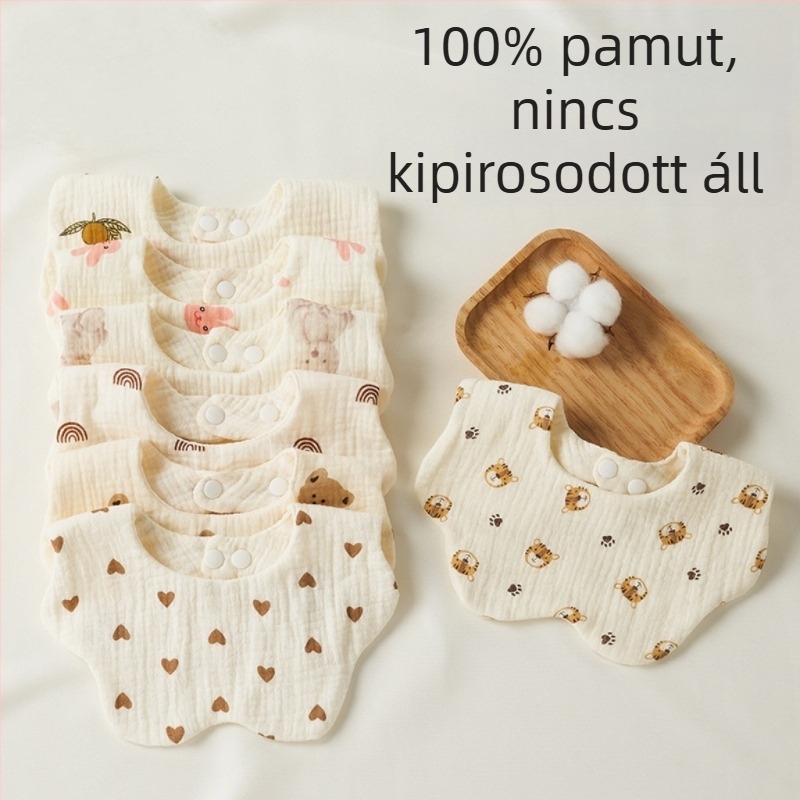 100% pamutból készült bébi nyálkendő, vízálló géz, újszülötteknek, tavasz–ősz