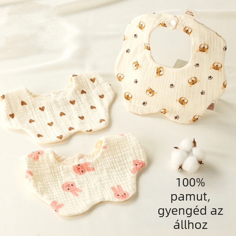 100% pamutból készült bébi nyálkendő, vízálló géz, újszülötteknek, tavasz–ősz