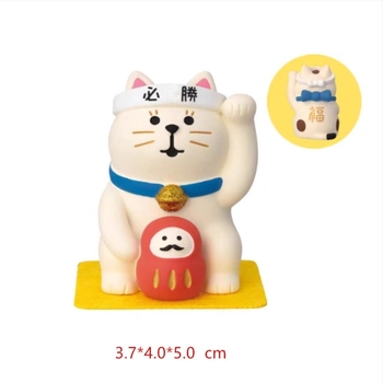 Japán stílusú macskafigura, Zakka dizájn, kreatív vak-dobozos gyanta dísztárgy, kézzel készített