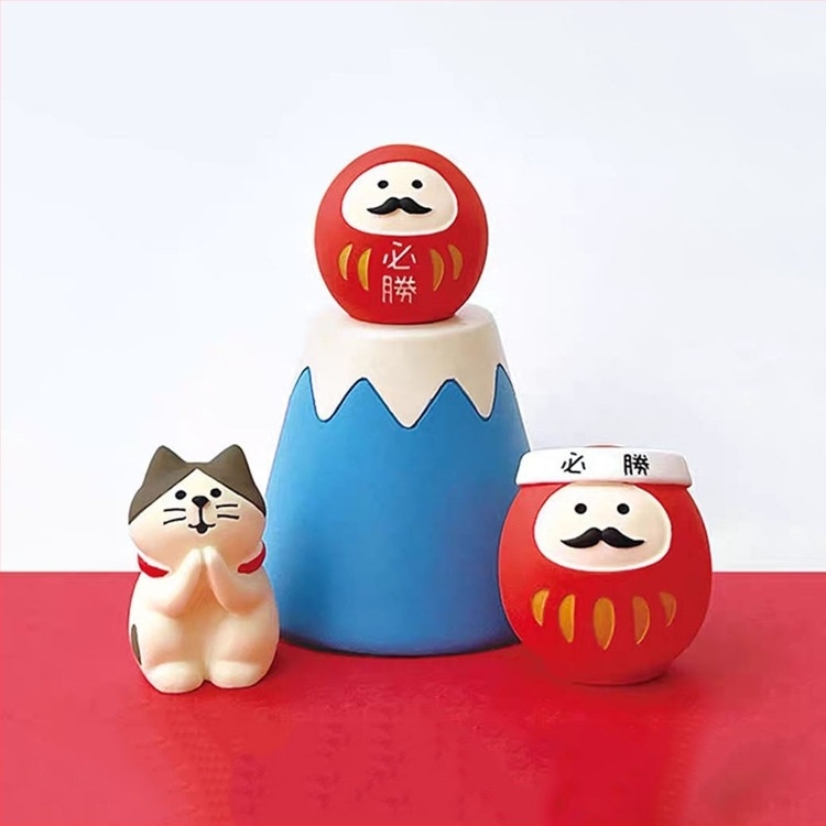 Japán stílusú macskafigura, Zakka dizájn, kreatív vak-dobozos gyanta dísztárgy, kézzel készített
