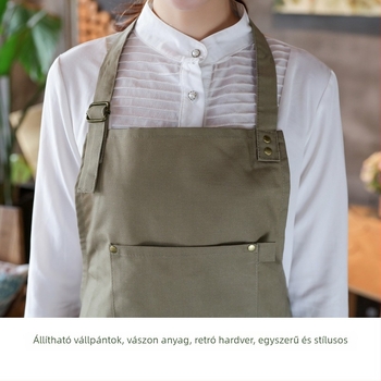 Koreai stílusú denim kötény egyedi logóval éttermek, konyhák, milk tea boltok és virágüzletek számára — uniszex, ujjatlan, egy méretű