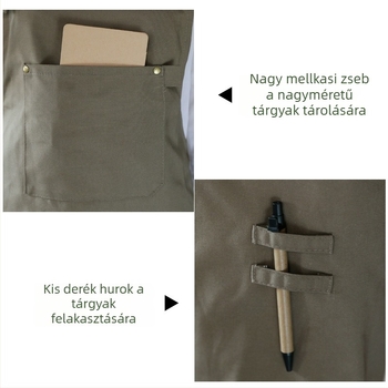 Koreai stílusú denim kötény egyedi logóval éttermek, konyhák, milk tea boltok és virágüzletek számára — uniszex, ujjatlan, egy méretű