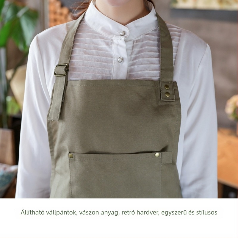 Koreai stílusú denim kötény egyedi logóval éttermek, konyhák, milk tea boltok és virágüzletek számára — uniszex, ujjatlan, egy méretű