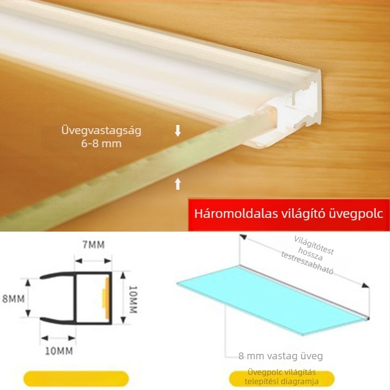 LED alumíniumcsatorna difuzorral a szekrényvilágításhoz, 18 mm-es slot, 1000 mm hosszú