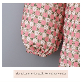 Női hosszú ujjú smock kötény, dupla zsebbel, pamut konyhai kötény
