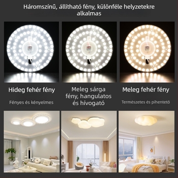 LED mennyezet világítási modul, kör alakú nappali felújításhoz, mágneses fénycsík és koronglámpa, energiatakarékos izzó