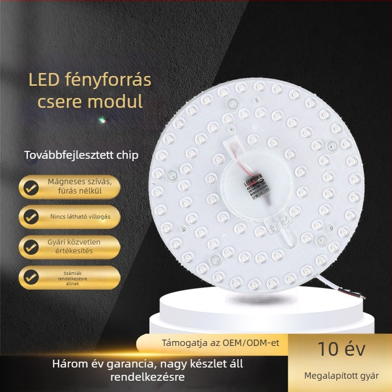 LED mennyezet világítási modul, kör alakú nappali felújításhoz, mágneses fénycsík és koronglámpa, energiatakarékos izzó