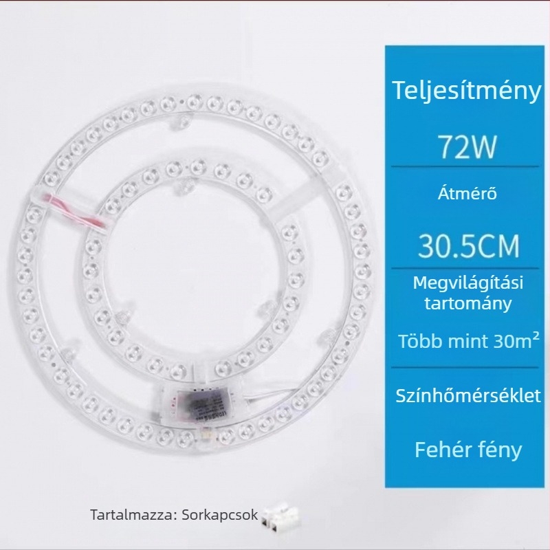 LED mennyezet világítási modul, kör alakú nappali felújításhoz, mágneses fénycsík és koronglámpa, energiatakarékos izzó