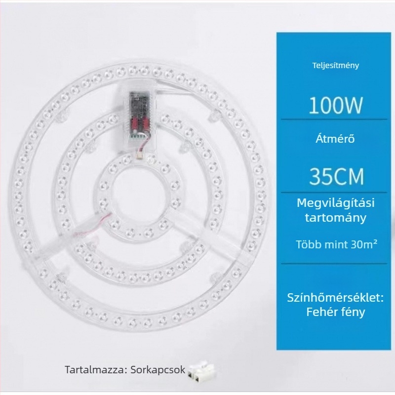 LED mennyezet világítási modul, kör alakú nappali felújításhoz, mágneses fénycsík és koronglámpa, energiatakarékos izzó