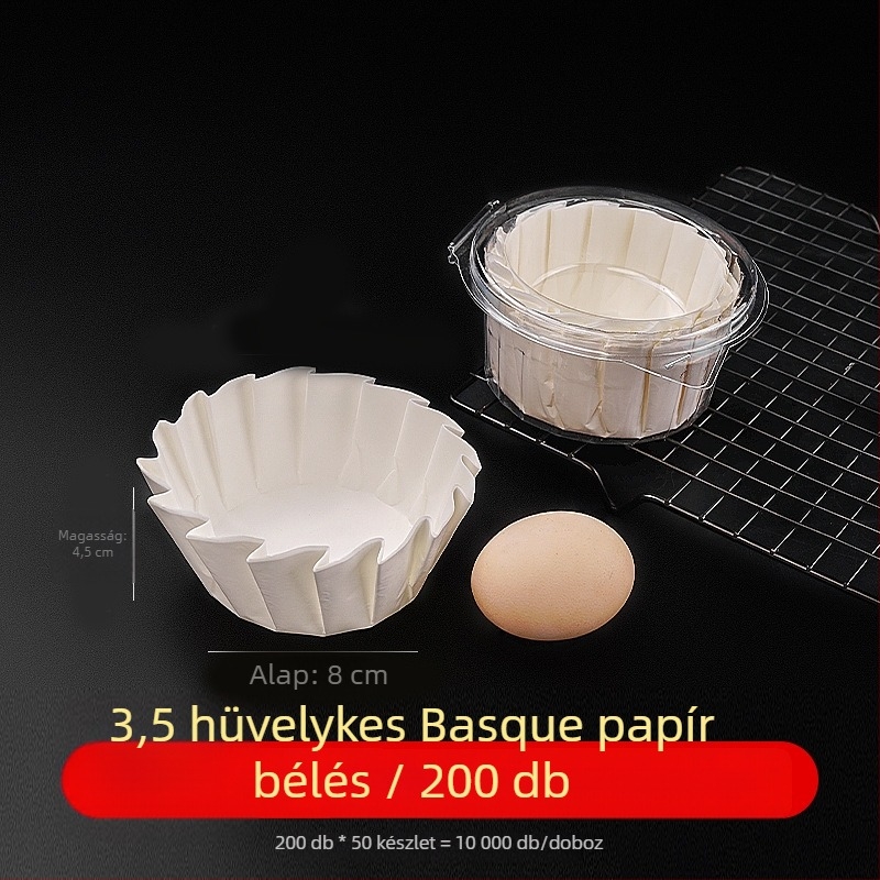 Baszk stílusú tortaformákhoz való sütőpapír, szilikon bevonattal, méretek 3/4/6/8 hüvelyk