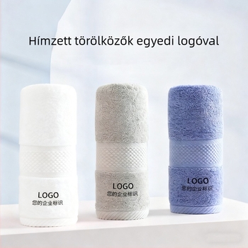 100% pamut ajándék törölközők, 3 darabos fürdőszett, díszdobozban, testreszabható, luxus emléktörölközők